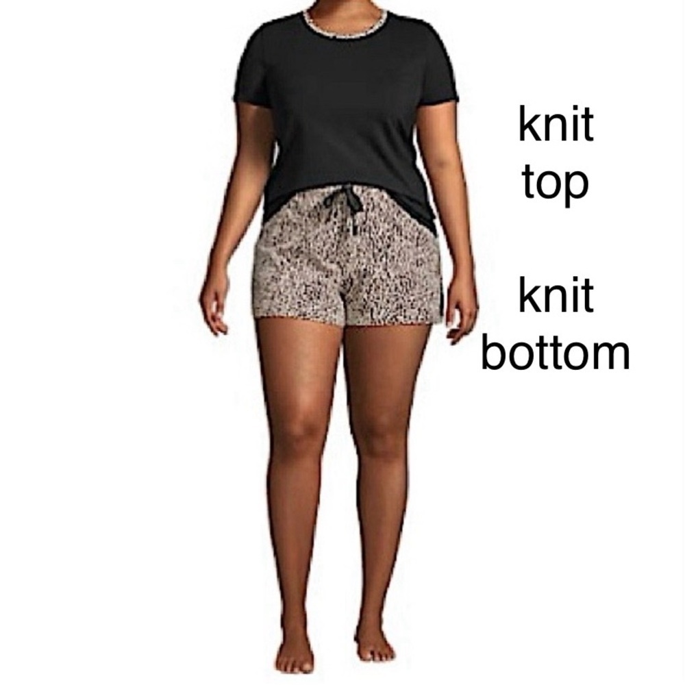 LANDSEND WOMENS PLUS Short Sleeve Knit PJ Short Set